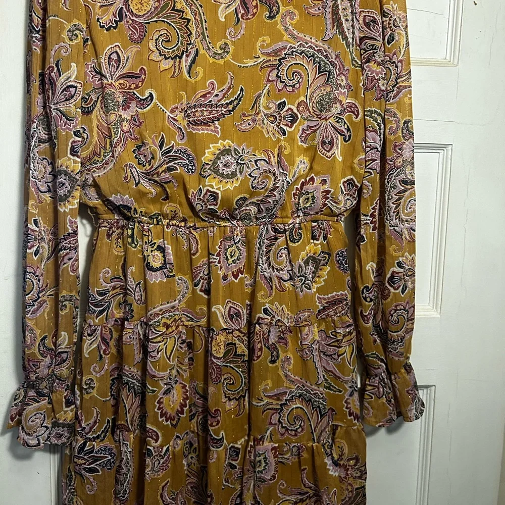 NWOT CITY STUDIO Floral Paisley Dress W/ Belle Long Sleeves Elastic Waist - Picture 6 of 15